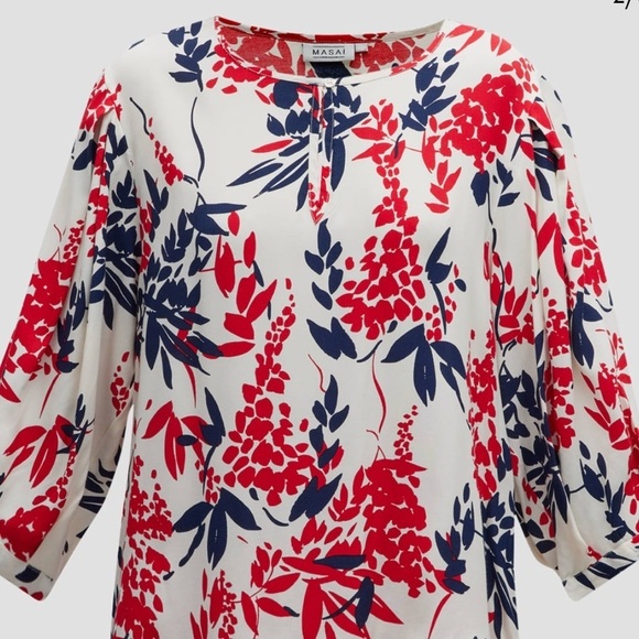 MASAI COPENHAGEN
Ducilla Floral Top In White with blue and red - Picture 6 of 11